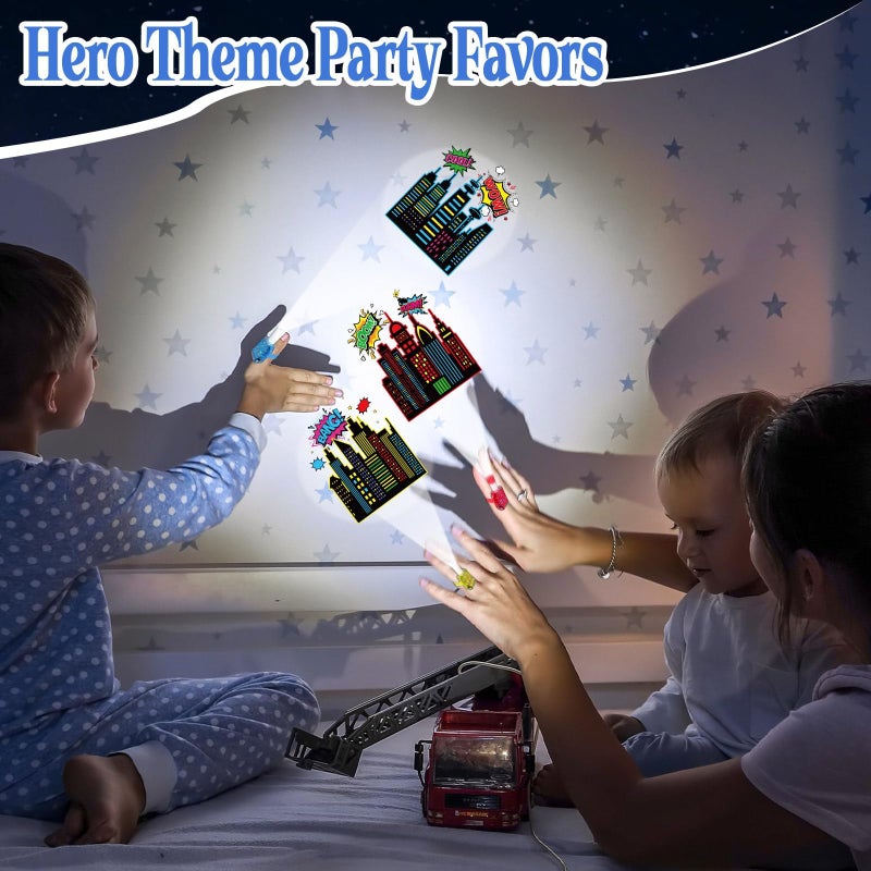 Oitnlaughter 36Pcs Super Theme Hero LED Finger Lights Hero Party Favors Glow in the Dark Light Up Finger Lights City Themed Toys Bulk for Super Birthday Party Goodie Bag Stuffer Birthday Gifts Classroom Prize - Image 4