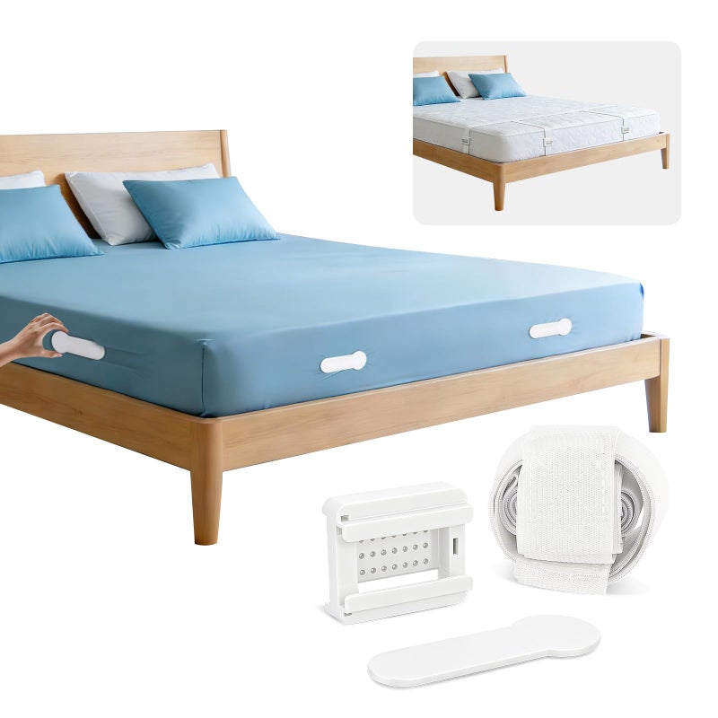 HOUSE AGAIN Sheet Holders for Corners, Easy One-Time Installation Fitted Sheet Fasteners for Full & Queen Beds â€“ Heavy Duty Lock Sheet Holders Keep Sheets Firm & Tight, No More Loose Bedding (White) - Image 1