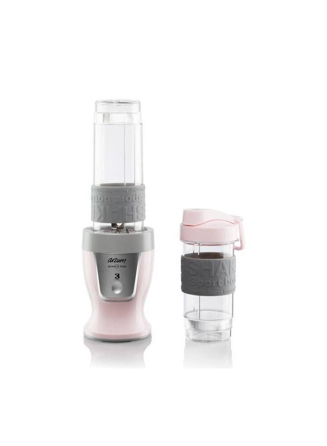 أرزوم Shaken Take Compact Persnal Blender And Smoothie Maker High Build Quality 570ml and 400 ml tritan bottles. 300 W AR1032-b Pink 570 ml 300 W AR1032 Pink - Image 2