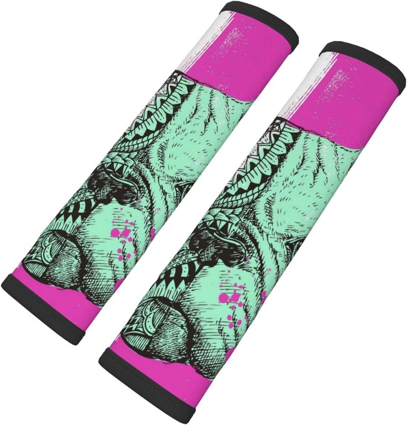 Stylized French Bulldog with Paint Splatters Hand Drawn 2pcs Car Seat Belt Cover Pads, Shoulder Seatbelt Pads Cover, Safety Belt Strap Shoulder Pad for Adults and Children - Image 1