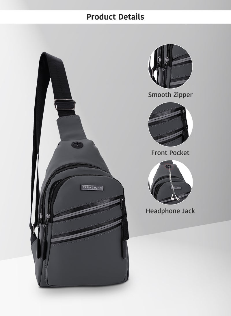 PARAJOHN Men's Chest Bag, Suitable for Outdoor Sports, Leisure and Travel, Canvas Fabric, with Earphone Hole  - Image 4