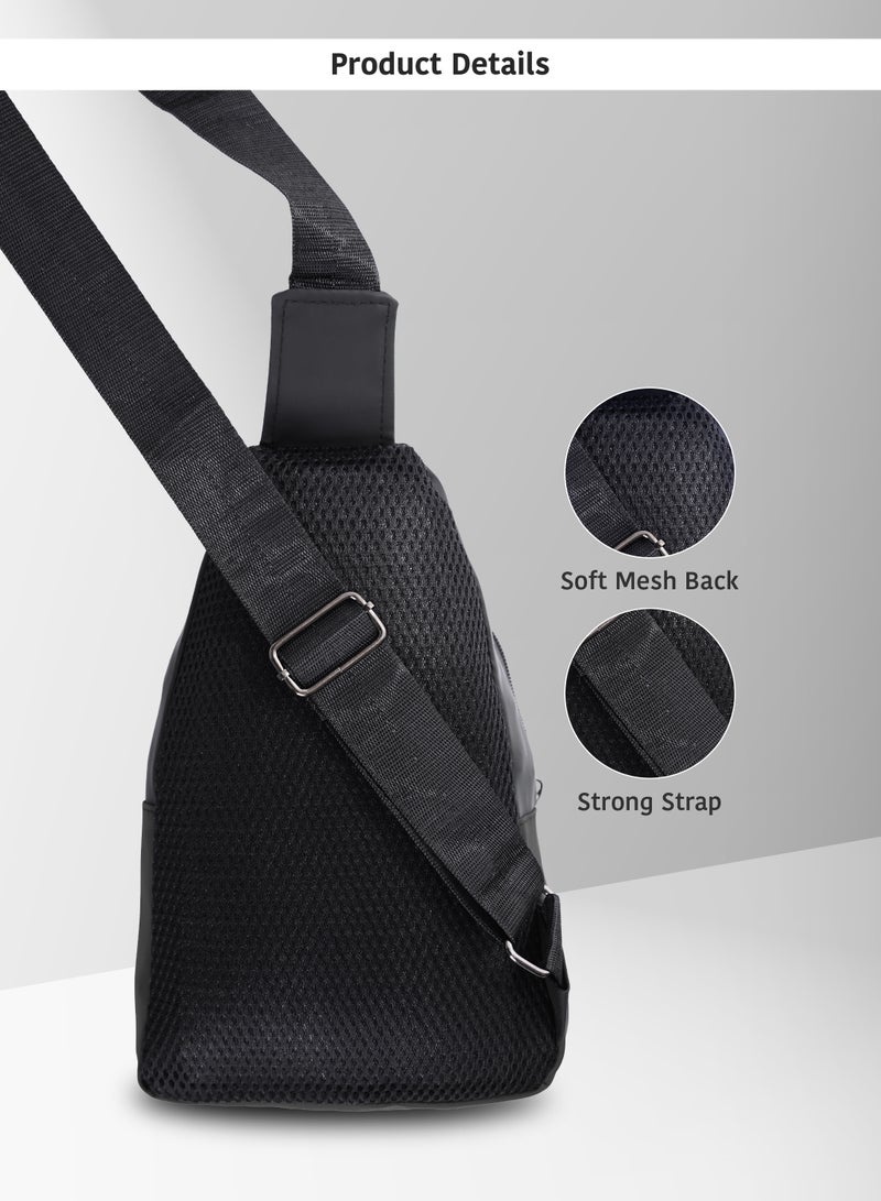 PARAJOHN Men's Chest Bag, Suitable for Outdoor Sports, Leisure and Travel, Canvas Fabric, with Earphone Hole  - Image 5