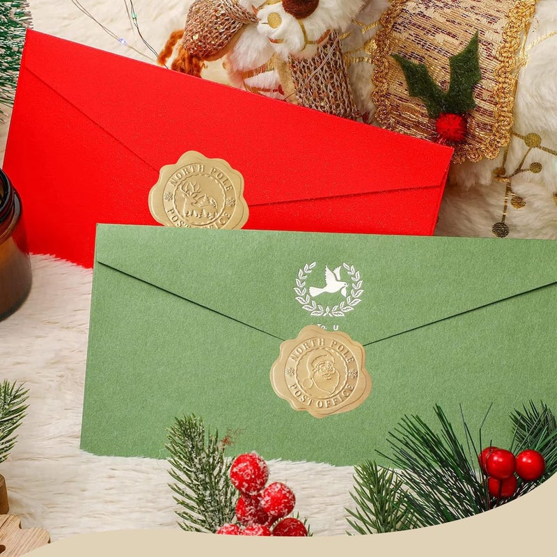 DreamBuilt 300pcs Gold Christmas Embossed Wax Seal Looking Envelope Seals for Gifts Packages/Party Favors, Self-Adhesive - Image 5