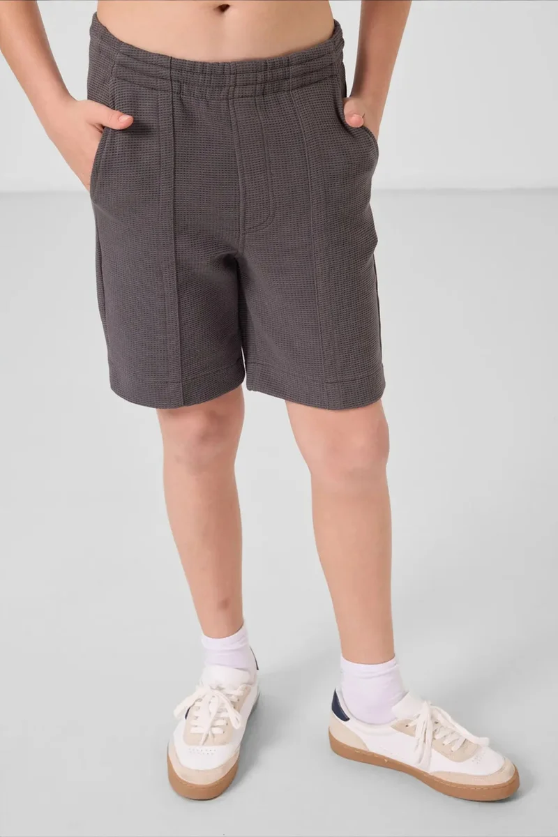 Tommylife Charcoal Grey TOMMY Youth Cotton-Blend Shorts for Men | Best Price UAE