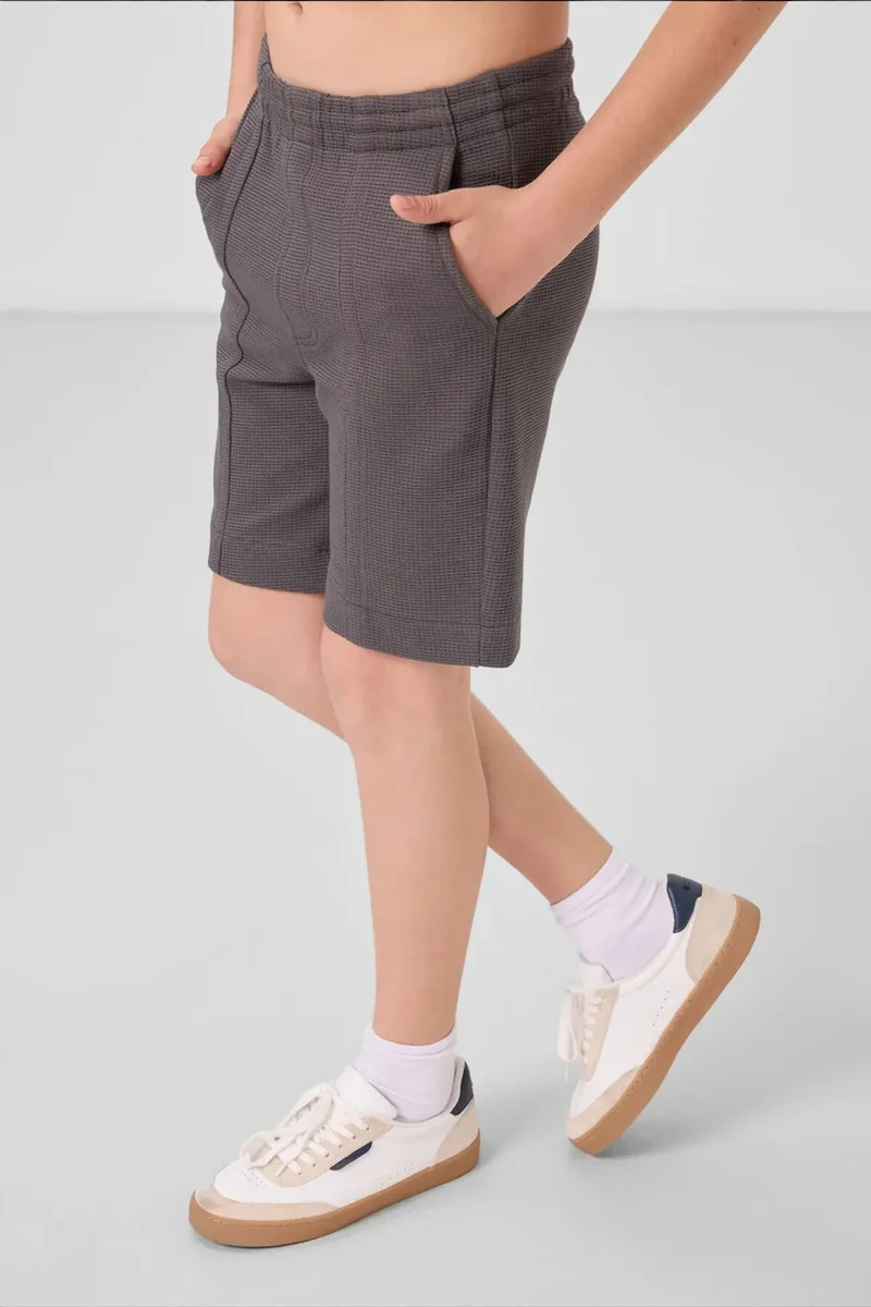 Tommylife Charcoal Grey TOMMY Youth Cotton-Blend Shorts for Men | Best Price UAE