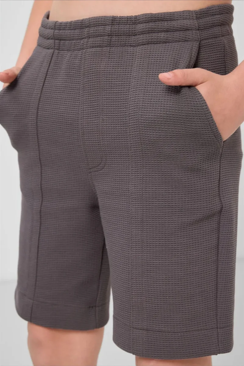 Tommylife Charcoal Grey TOMMY Youth Cotton-Blend Shorts for Men | Best Price UAE