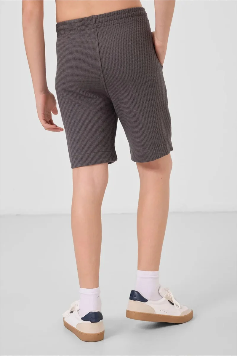Tommylife Charcoal Grey TOMMY Youth Cotton-Blend Shorts for Men | Best Price UAE
