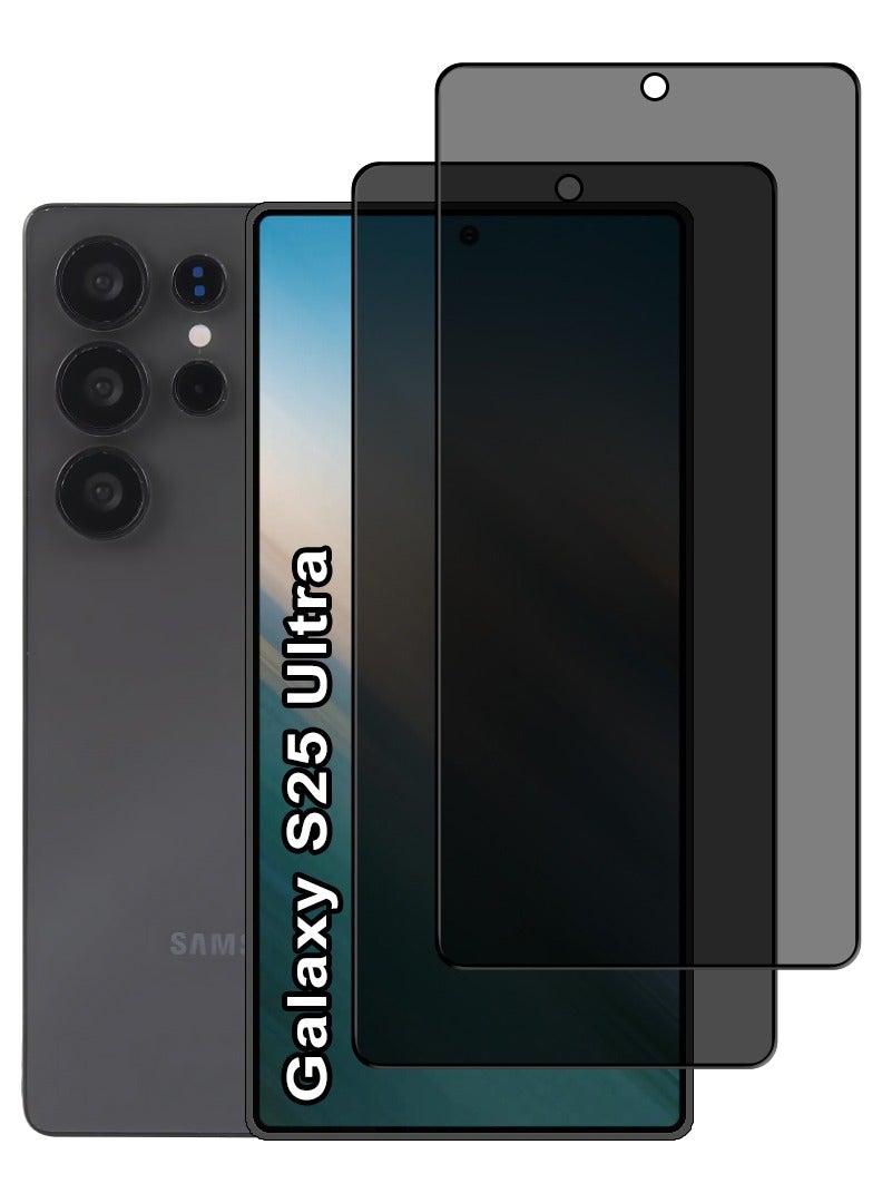 رفع القضية عبوتان من واقي شاشة الخصوصية الفاخر لهاتف سامسونج جالاكسي S25 الترا 6.8 بوصة، زجاج مقسى مقاوم للتجسس بصلابة 9H [حماية الخصوصية بنسبة 100%]، سهل التركيب وخالي من الفقاعات، تغطية كاملة ومضاد للخدش - Image 1
