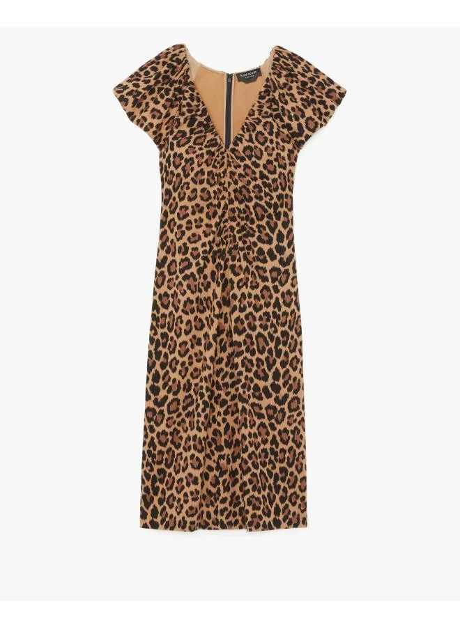 كيت سبيد Classic Leopard Ruched Ponte Dress
