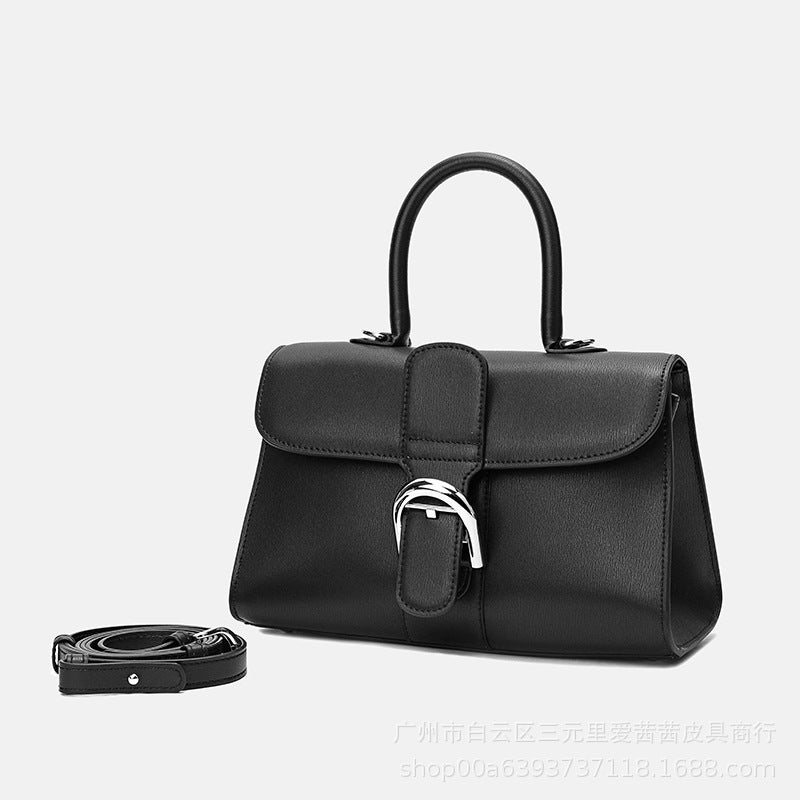 New Brillant Color-Block Box Leather Horseshoe Buckle Crossbody Bag Cross-Sectional Handbag Women'S Small Square Bag - Image 5