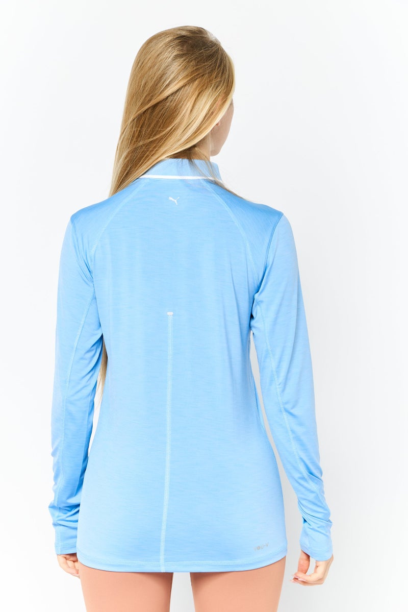 PUMA تي شيرت بولو رياضي نسائي بأكمام طويلة، أزرق - Image 2