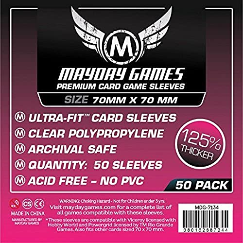 Mayday Games Small Square Card Sleeves 70x70mm Premium Thickness Pack of 50 - Image 1