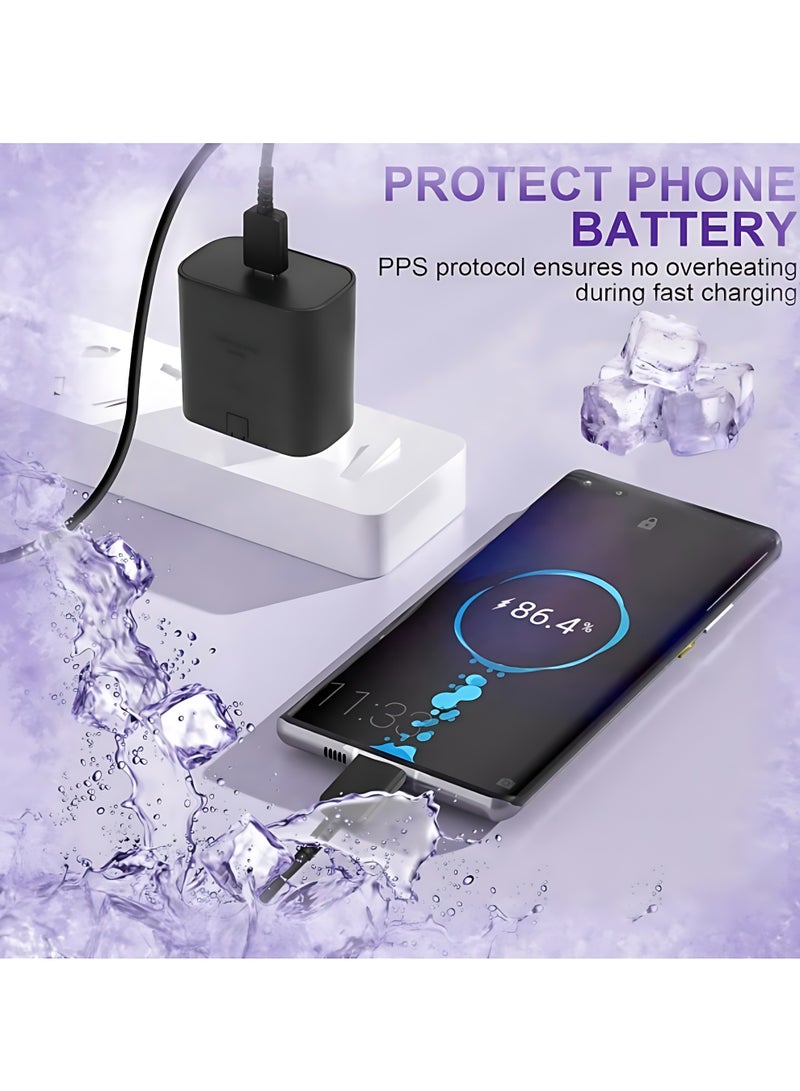 XiaoGiqi محول شاحن سريع 45 واط، قابس شاحن سريع USB C وكابل شحن Type C بطول 1 متر، متوافق مع سامسونج جالاكسي S25 ألترا، S24 ألترا، S23 ألترا، S22، Z Fold 5، A14، A33، A54 - Image 4