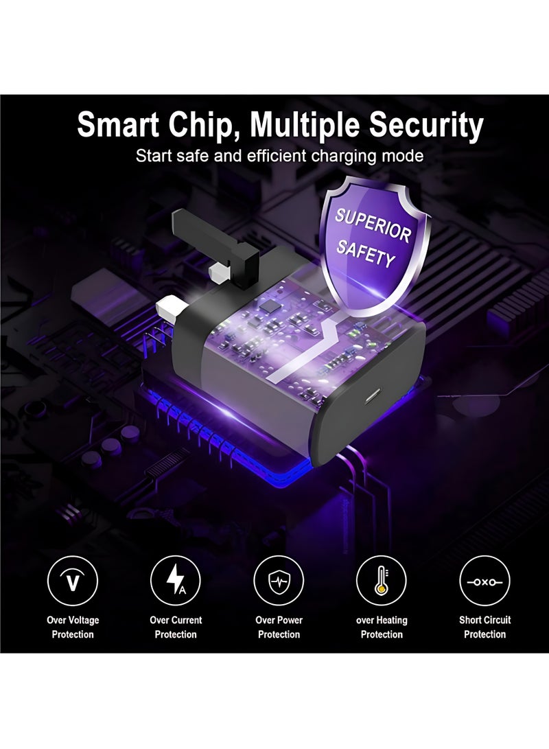 XiaoGiqi محول شاحن سريع 45 واط، قابس شاحن سريع USB C وكابل شحن Type C بطول 1 متر، متوافق مع سامسونج جالاكسي S25 ألترا، S24 ألترا، S23 ألترا، S22، Z Fold 5، A14، A33، A54 - Image 5