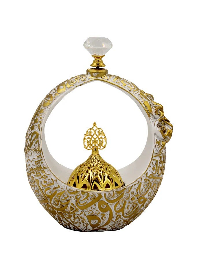 Burner Ceramic Incense Burner Mabkhara – Stylish White & Gold Design - Image 1