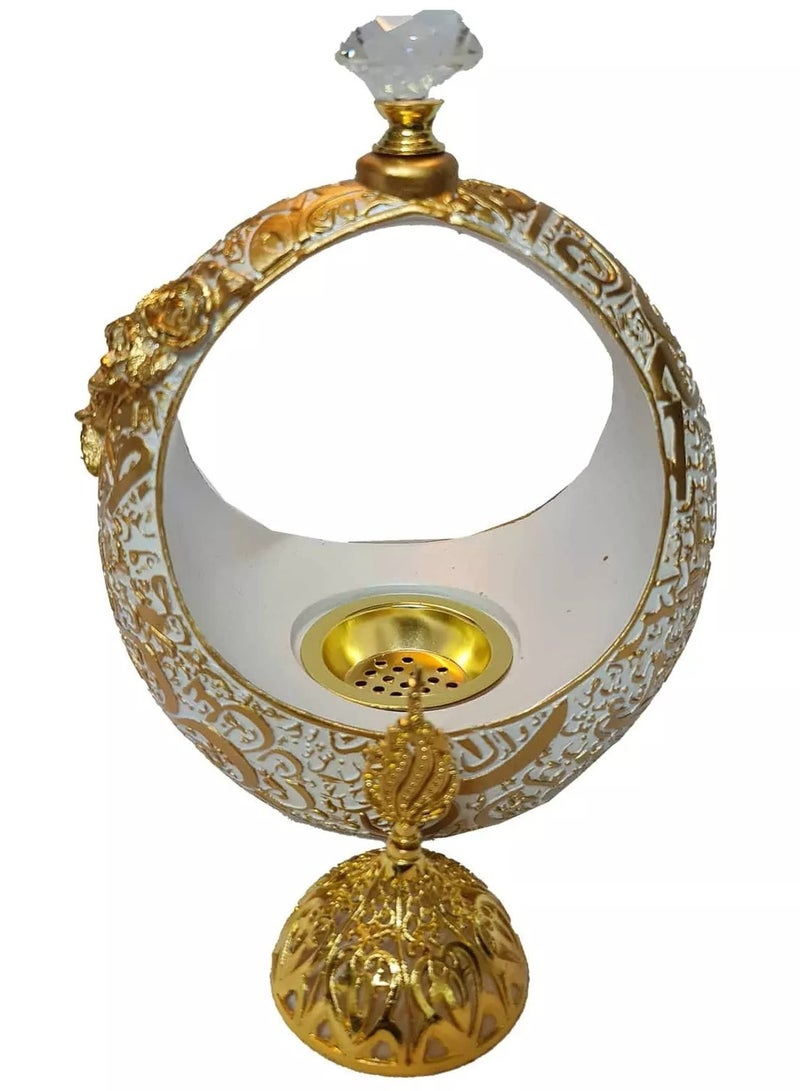 Burner Ceramic Incense Burner Mabkhara – Stylish White & Gold Design - Image 3