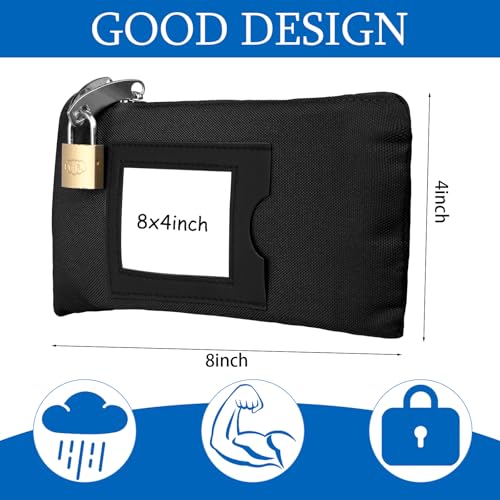Locmeo 3 Pieces Waterproof Cash Bags with Lock and Zipper Money Oxford Cloth Document Bags with 6 Keys for Bank Deposits Business Personal - Image 2