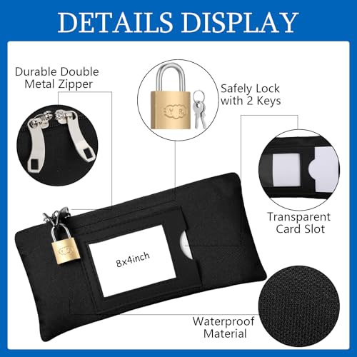 Locmeo 3 Pieces Waterproof Cash Bags with Lock and Zipper Money Oxford Cloth Document Bags with 6 Keys for Bank Deposits Business Personal - Image 3