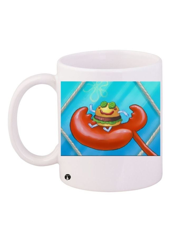 RYN Cartoon Printed Coffee Mug White/Red/Blue 11ounce