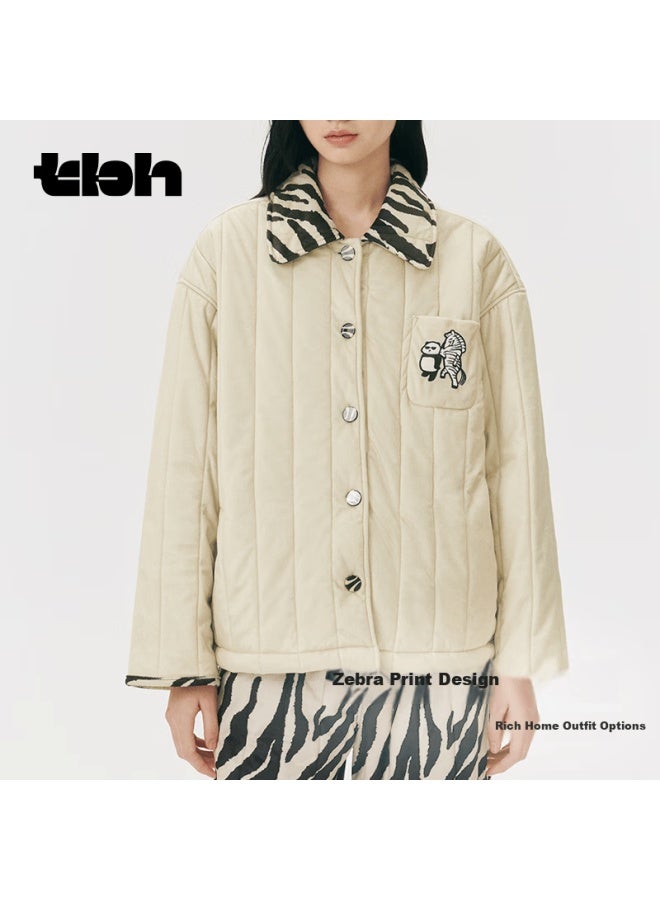 Tbh Panda Pompom Thick Quilted Homewear Set Zebra Print M - Image 3