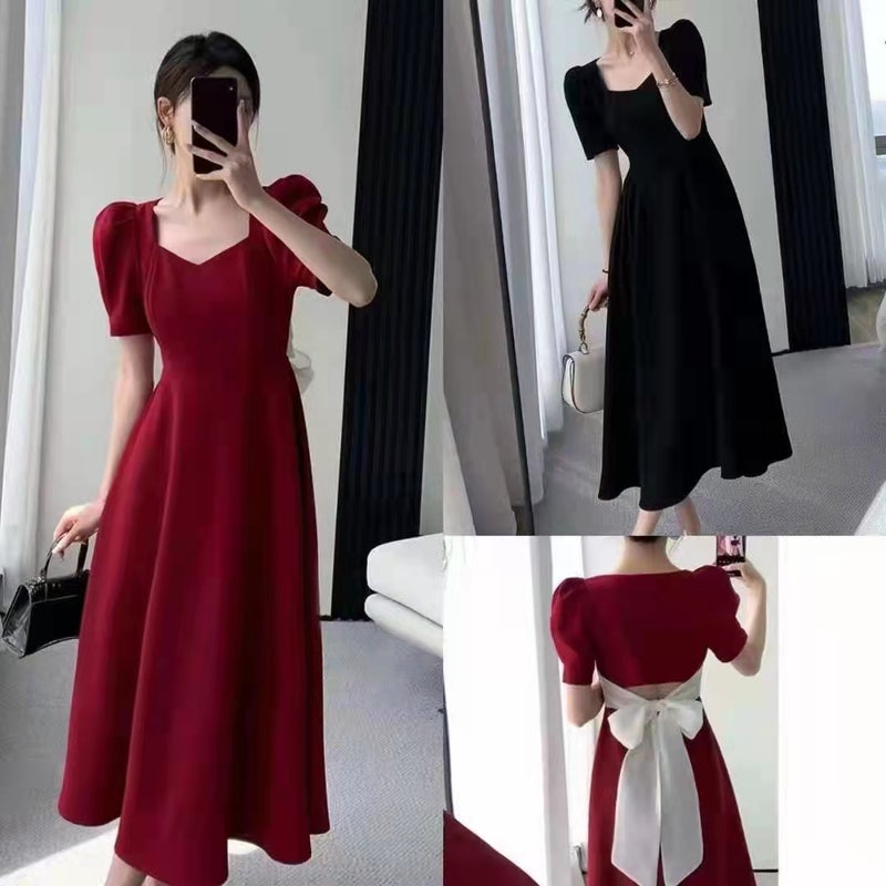 2025 Chic And Beautiful Waist Bow Dress Women'S Summer Tea Break French Style Hepburn Style Long Skirt - Image 4