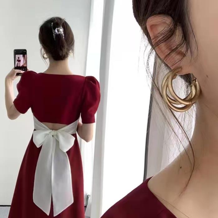 2025 Chic And Beautiful Waist Bow Dress Women'S Summer Tea Break French Style Hepburn Style Long Skirt - Image 1