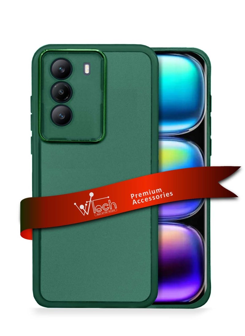 Wtech Infinix Hot 50 Pro+ / Infinix Hot 50 Pro Plus 4G 2024 Soft Transparent TPU Silicone Ultra Thin Phone Stylish Electroplated Camera Border Back Case Cover - Dark Green  - Image 1