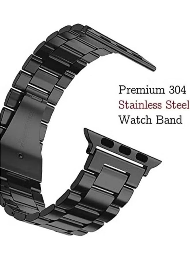 YJ Compatible Apple Watch Straps 42mm 44mm 45mm 49mm, Stainless Steel iWatch Band with Case for Apple Watch Series 8/7/6/5/4/3/2/1/SE/SE2/Ultra，Upgraded Version Solid Stainless Steel Link Replacement Wristband Compatible for Watch Sports & Edition Men Women, Business Stainless Steel Strap for iWatch Bands Ultra 2, SE, Ultra Series 9 8 7 6 5 4 3 2 1 Black - Image 3