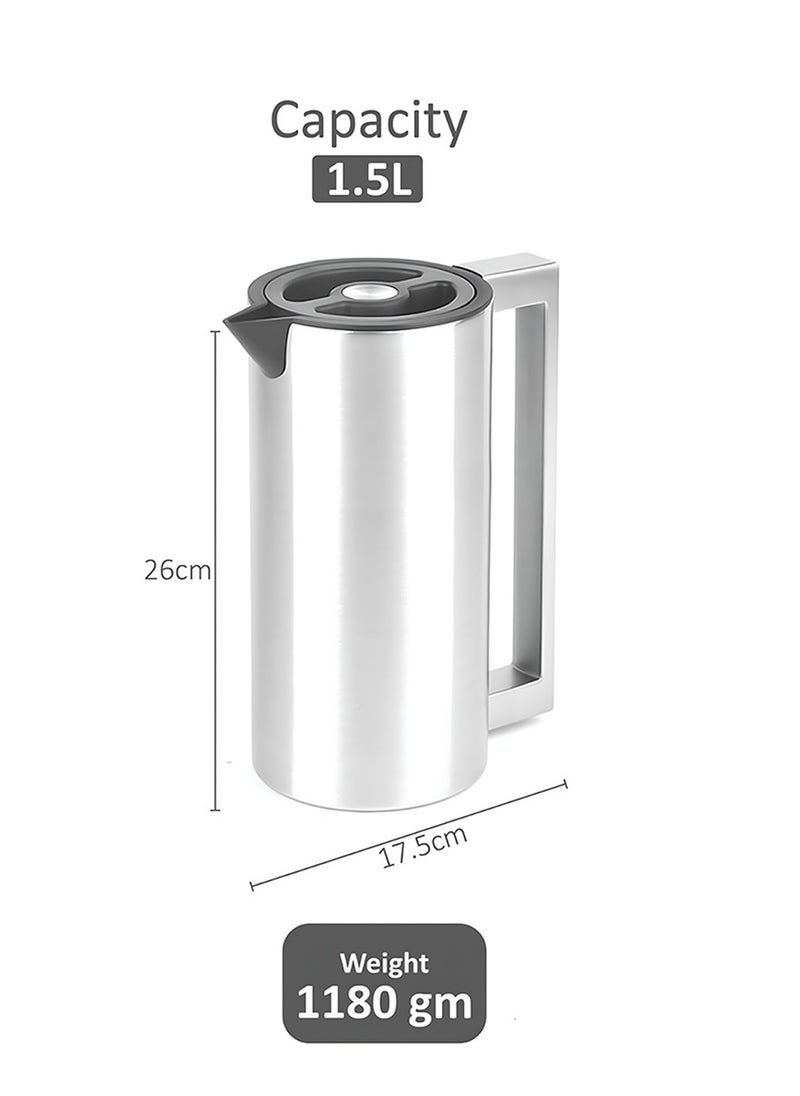 BLACKSTONE Premium Stainless Steel Vacuum Insulated Flask Lock-Unlock Lid & Steel Handle Leakproof Includes Info Booklet 1.5L  - Image 5