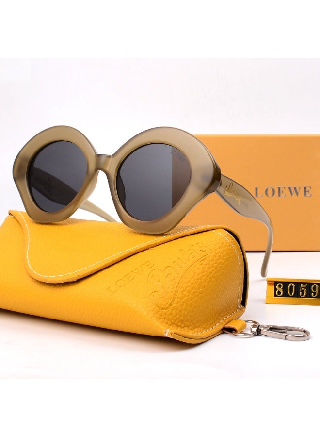 Loewe Translucent Brown Round Sunglasses with Dark Lenses and Branded Case