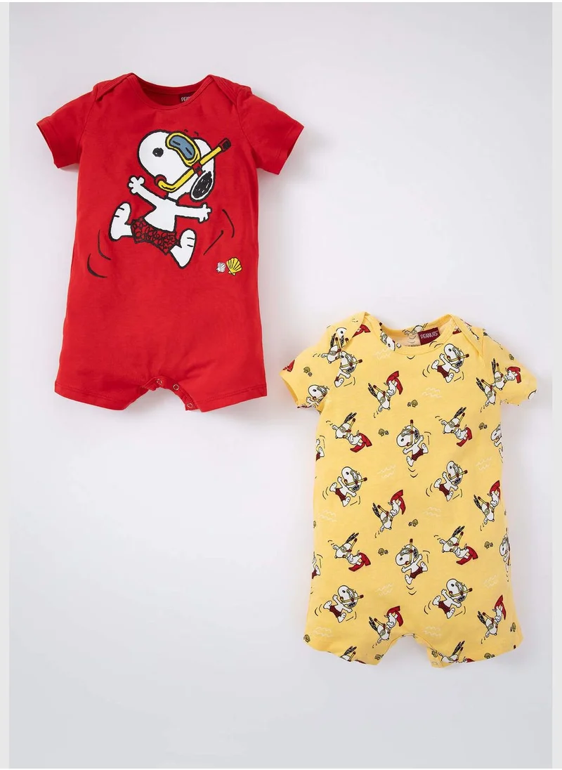 ديفاكتو 2 Pack BabyBoy Snoopy Licenced Envelope Neck Knitted Overalls