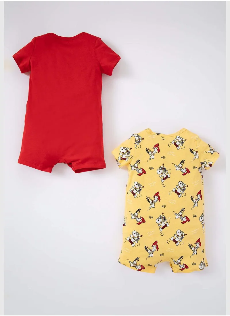ديفاكتو 2 Pack BabyBoy Snoopy Licenced Envelope Neck Knitted Overalls