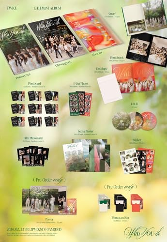 Dreamus TWICE - With YOU-th (13th Mini Album) CD+Pre-Order Benefit+Folded Poster (Glowing ver, 1 Folded Poster), JYPK1761 - Image 2