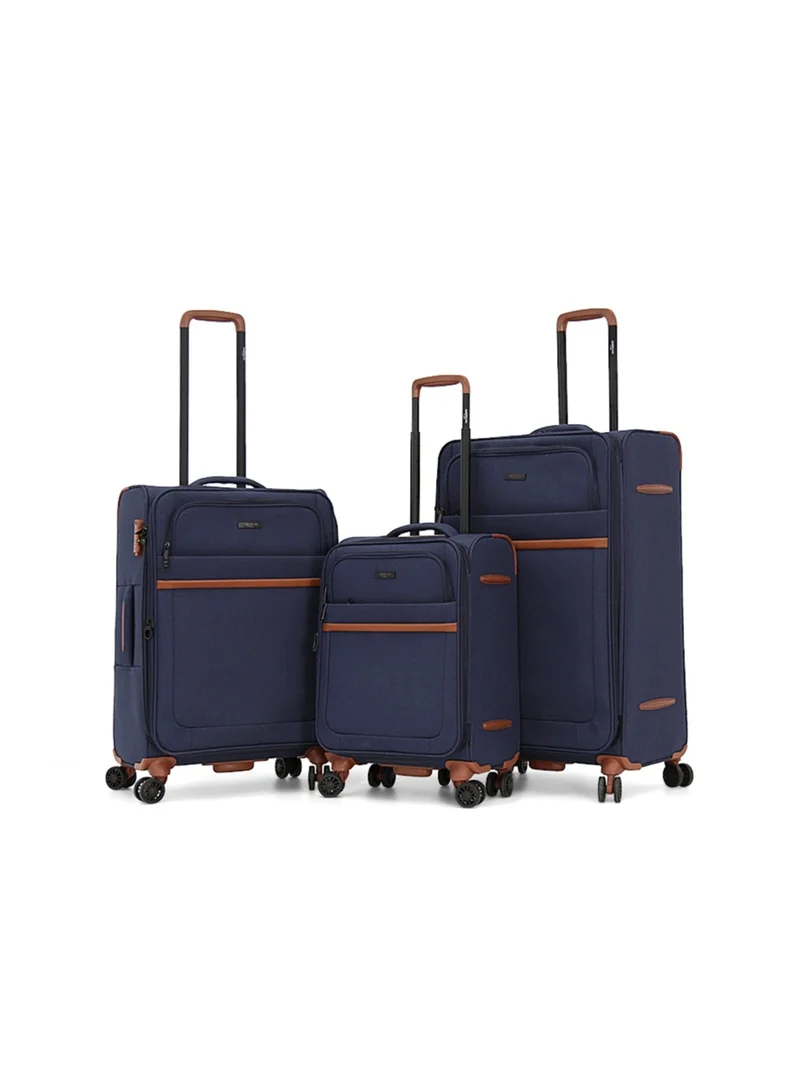 AMERICAN FLYER Softside Luggage Trolley Bag 3 Pieces Set,Navy (S-20",M-24",L-28")