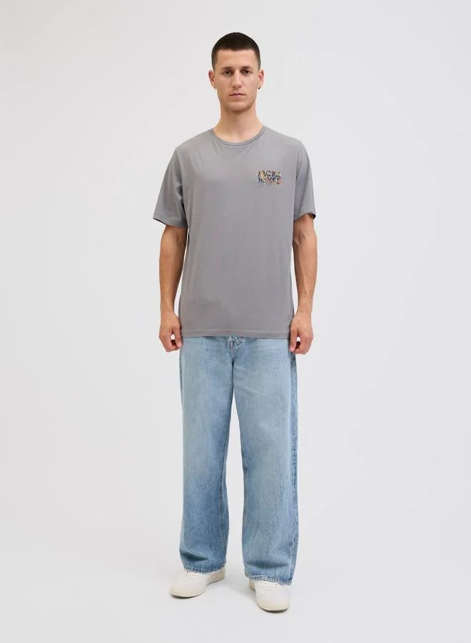JACK & JONES Jack & Jones JJGeplas Logo Print Crew Neck T-Shirt