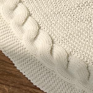 LimBridge 36 inch Christmas Tree Skirt: Pencil Tree Skirt for 6ft Tree, Cable Knit Cream White Small Tree Skirt, Vintage Tree Skirts, Rustic Farmhouse Christmas Decorations - Image 4