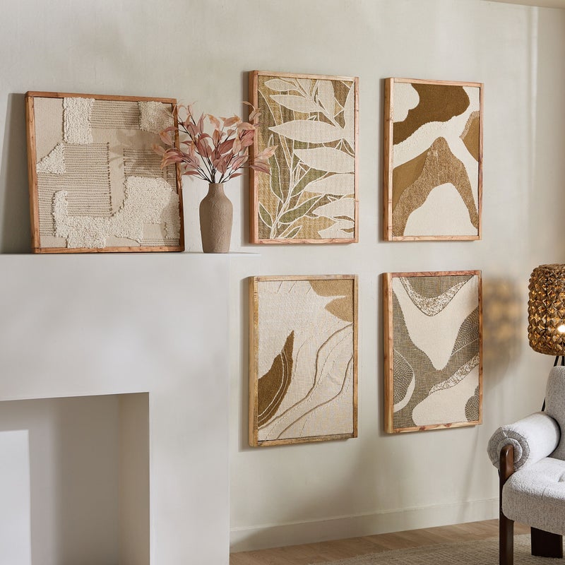 Home Box Florenza 3D Solid Wood Framed Abstract Fabric Wall Art - 50x70 cm - Image 4