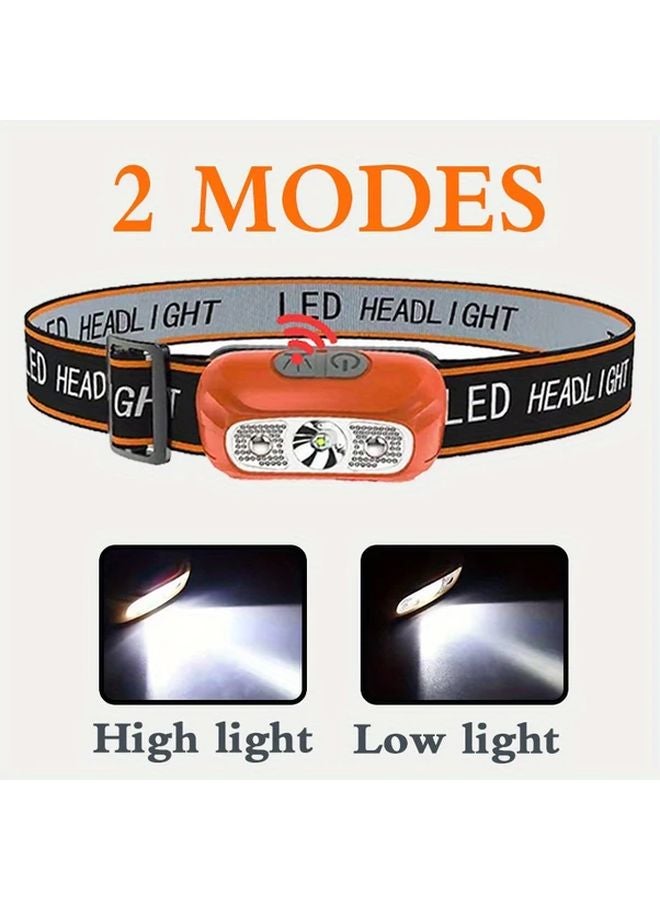 2pcs Mini Headlamp Motion Sensor Auto On Off USB Rechargeable LED Flashlight - Image 5