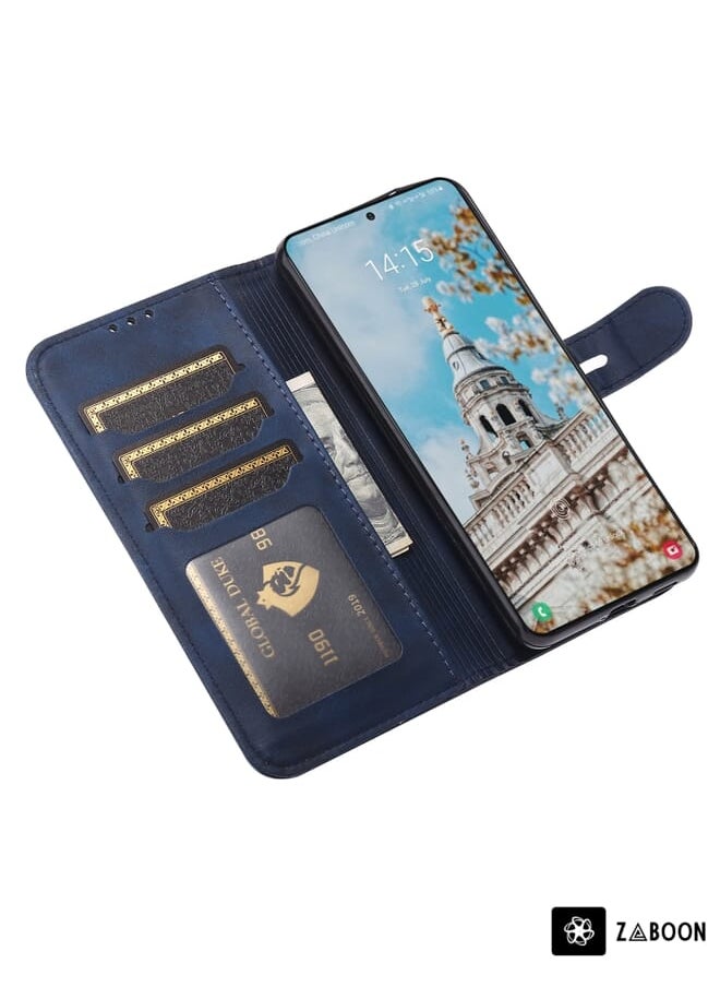 Zaboon - Protective Case Cover For Samsung Galaxy S22+ 5G Embossed Happy Cat Pattern Horizontal Flip Leather - Image 1