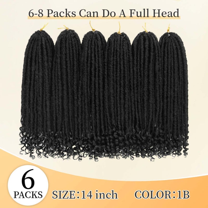 MODERN QUEEN Goddess Locs Crochet Hair 6 Packs, 14 Inch Straight Faux Locs Crochet Braids, Pre-Looped Curly Soft Synthetic Braiding Hair Extensions for Black Women(14 Inch, 6 Packs, 1B#) - Image 3