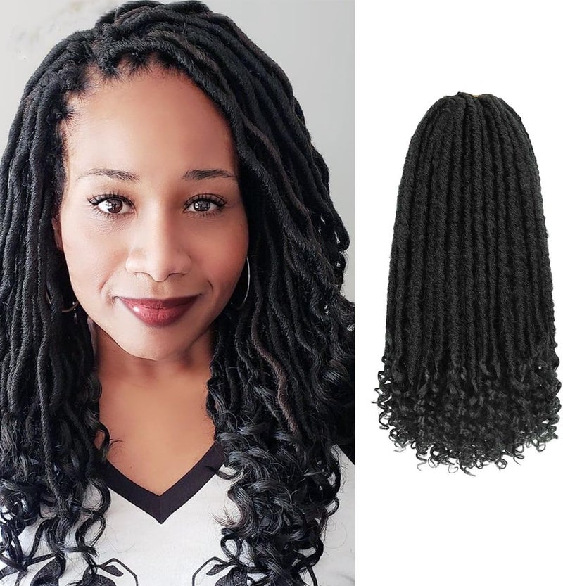 MODERN QUEEN Goddess Locs Crochet Hair 6 Packs, 14 Inch Straight Faux Locs Crochet Braids, Pre-Looped Curly Soft Synthetic Braiding Hair Extensions for Black Women(14 Inch, 6 Packs, 1B#) - Image 1