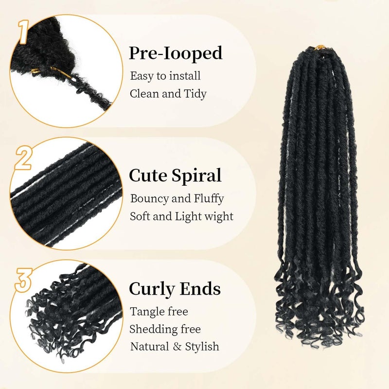 MODERN QUEEN Goddess Locs Crochet Hair 6 Packs, 14 Inch Straight Faux Locs Crochet Braids, Pre-Looped Curly Soft Synthetic Braiding Hair Extensions for Black Women(14 Inch, 6 Packs, 1B#) - Image 5