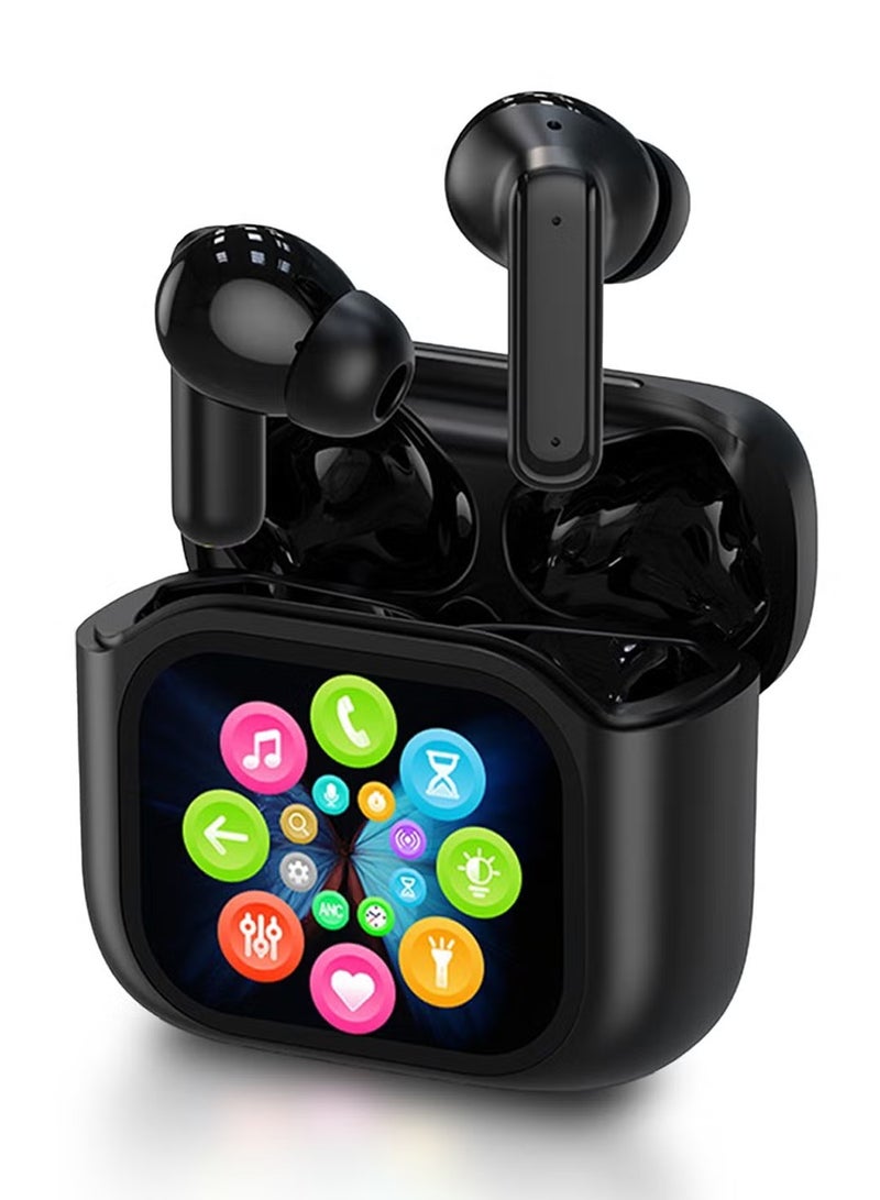 Wireless Earbuds Bluetooth 5.4 Touch Screen Earbuds, Call ENC Noise Active Noise Cancellation, In-Ear Headphones USB Charging Case Earbuds for iOS/Android, Waterproof IPX5, Black