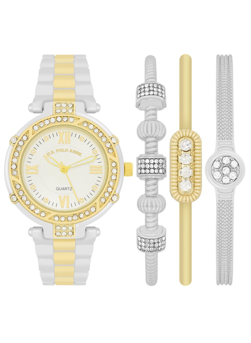 U.S. Polo Assn. Women's Quartz Analog dual-tone plated watch and bracelet set - Image 1