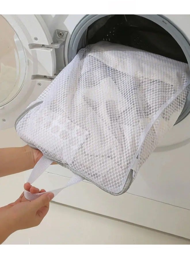 كويفلوكس حقيبة غسيل منزلية، حقيبة غسيل 40 × 50 × 10 سم بجدران شبكية، حقيبة غسيل شديدة التحمل للملابس الرقيقة والأحذية، واقي ملابس جيد التهوية بسحاب، منظم تخزين حمالة الصدر الداخلية قابل للغسل في الغسالة، سلة سفر متينة - Image 3