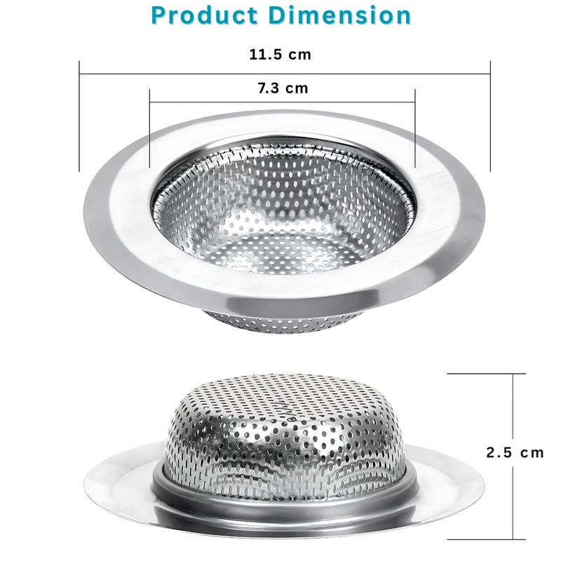 Hian Stainless Steel Kitchen Sink Strainer - Heavy Duty Sink Jali Kitchen Drain Basin Basket Filter, Durable Corrosion-Resistant Stainless Steel Strainer (Pack of 1, Round) - Image 2