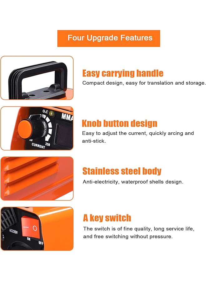 erorex Arc Welder 250Amps Lcd Welding Machine Portable Mini Electric Welder Anti Stick For 2 5Mm Rods For Welding Electric Work With Safety Set - Image 3