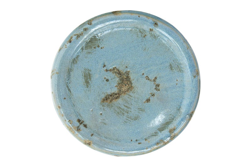 Creative Co-Op Small Distressed Blue Terracotta Pillar Candle Holder - Image 4