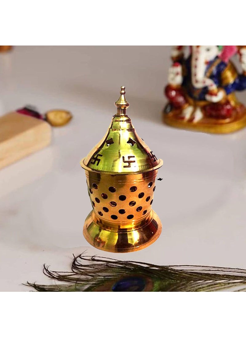 Denique Denique Pure Brass Akhand Jyoti Diya with Brass Cylindrical Shaped Cover Divi Oil Lamp for Temple Spiritual Dipak Small 12 x 65  - Image 5