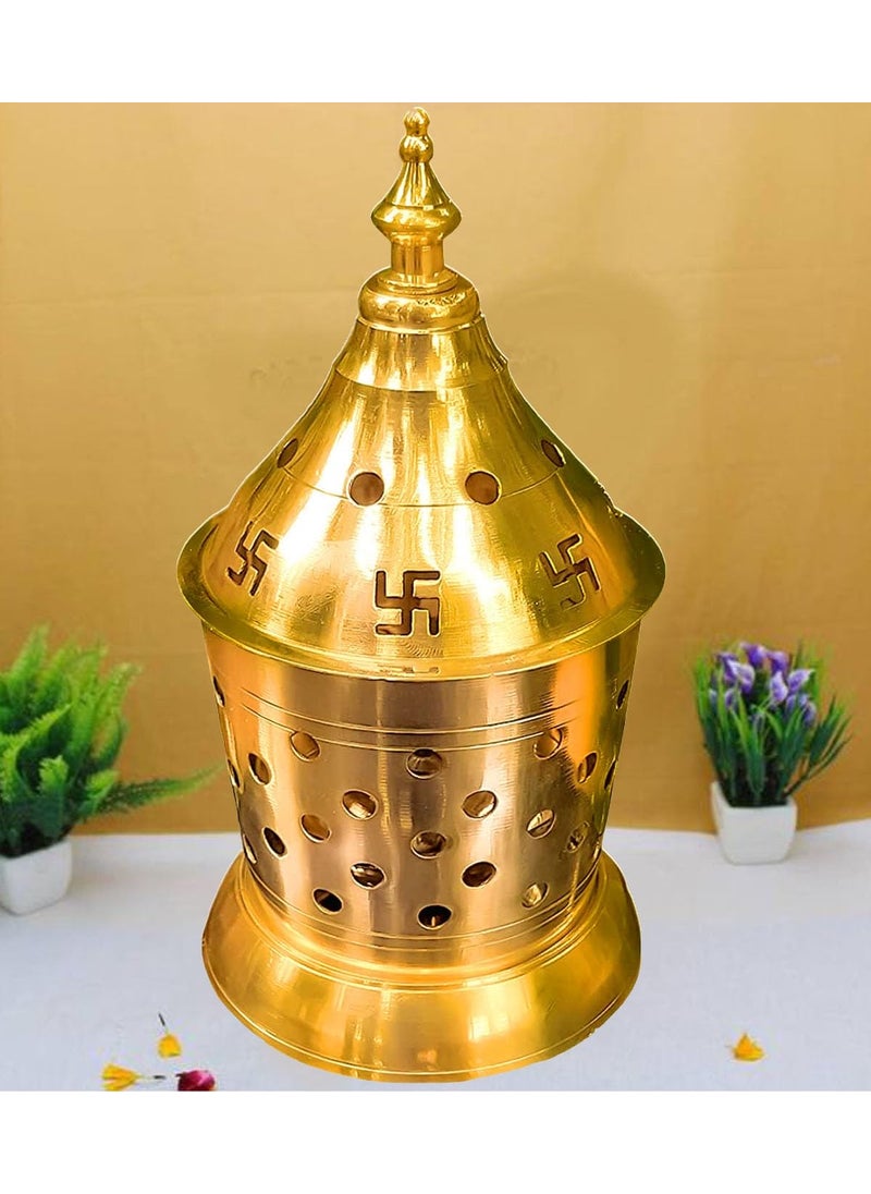 Denique Denique Pure Brass Akhand Jyoti Diya with Brass Cylindrical Shaped Cover Divi Oil Lamp for Temple Spiritual Dipak Small 12 x 65  - Image 1